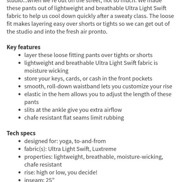 Lululemon Om Pant Black baggy with gathered hem cropped size 4 - Picture 11 of 11